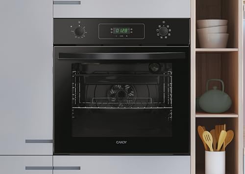 Idea FIDCP N615 L, Horno Multifunción, 65L, 1 Bandeja y 1 Rejilla, Ventilador Radial, Limpieza Aquactiva, Convección + Ventilador, 8 Funciones, Mandos Push&Pull, Puerta Doble Cristal, Negro