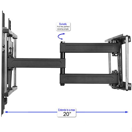 Cheetah Dual Articulating Arm TV Wall Mount Bracket for 32-65" TVs (Many up to 75" or More) up to VESA 600 & 165lbs, Includes Twisted Veins 10' HDMI Cable & a 6" 3-Axis Magnetic Bubble Level