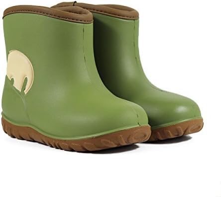MZKWANG Snow Boots Winter Outdoor Shoes PU Waterproof Boots Muck Rain Boots Rubber Overshoes Girl Boy Kids (Black/Green/Pink)