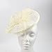 FeiYu Crafts Penny Mesh Hat Fascinator with Mesh Ribbons and Ivory Feathers