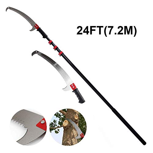 TTOOY Teleskop-Baumschere, Antihaftbeschichtet, Stahlklinge/Aluminiumgriff, Länge 7,2 m zum Schneiden von Ästen, 24 ft – Bild 3