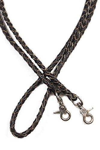 M-Royal Braided Brown Leather Western Roping Reins 4 Plait Snap