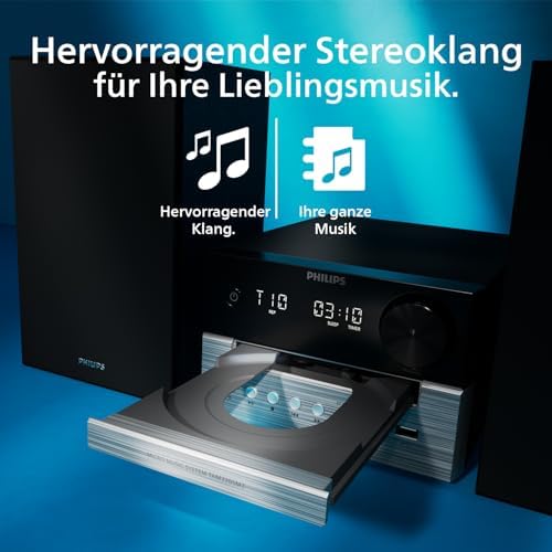 TAM3205M2 HiFi Mikromusik-Anlage, Bluetooth-fähig, CD-Player, USB, Auracast FM Radio, 85% PCR-Material