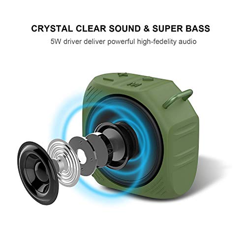 BYZ Bluetooth Speakers IPX7 Waterproof, Bluetooth 4.0 Portable Wireless Speaker with deep Bass Stereo Sound 10H Playtime for Home, Outdoors, Party, Travel Green