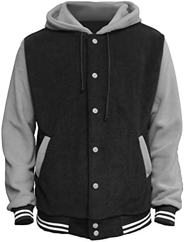 CoolPlus Men's Fleece Baseball Varsity Jacket Gray