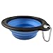 Arlei Pet Silicone Foldable Bowl - Retractable Travel Protable Water Bottle/Dish with a Metal Carabiner, Also Can Used as Flying Disc Toy for Dogs & Cats