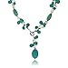 Gem Stone King 24 Inch Simulated Turquoise Color and White Cultured Freshwater Pearl Necklace with Toggle Hook