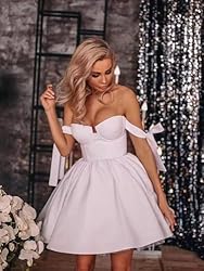 Bddhkw Off Shoulder Satin Homecoming Dress Short