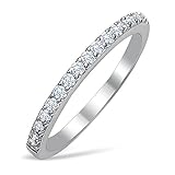 DTLA Ladies Thin Band .925 Sterling Silver Cubic Zirconia Stackable Ring - Choice Of Colors