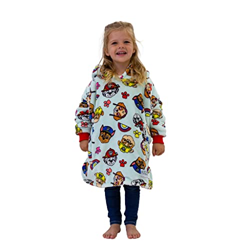 Paw Patrol Official Hooded Fleece Oversized Wearable Hugzee | Super Warm and Cosy Sherpa Lined | Perfect For Smaller Kids Age 3-6 Years, One Size Suggested Height 55cm+