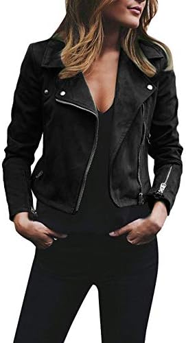 Youngh Womens Leather Jacket Plus Size Solid Loose Zipper Fashion Hooded Winter Coat Outwear
