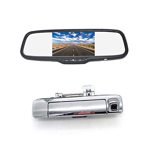 Vardsafe VS980C | Metal Tailgate Handle Backup Camera + 5 Inch Clip-on Rear View Mirror Monitor for Isuzu D-Max Dmax