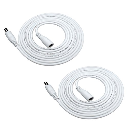 Liwinting 2pcs 3m DC Extension Cable DC Cable DC Plug/Power Extension Cable 2.1mm x 5.5mm Male to Female Connector for Power Adapter, LED, CCTV Camera Power, Car, Monitors, and more (2pcs/Pack, white)
