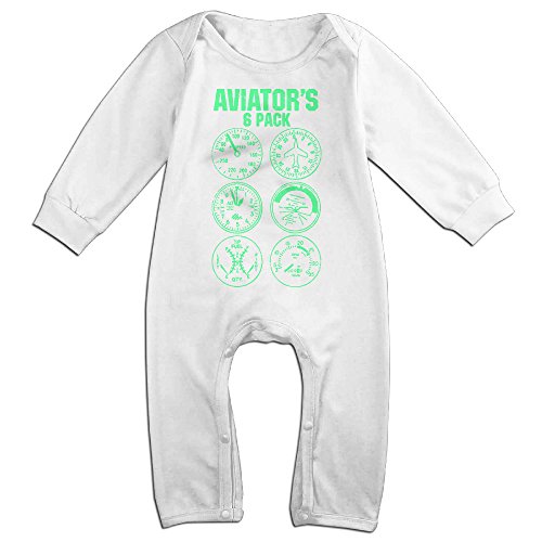 NOXIDN SMWI Baby Infant Romper Aviator Six Pack Long Sleeve Bodysuit Outfits Clothes,White