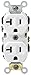 Leviton 20-Amp, 125-Volt, Narrow Body Duplex Receptacle, Straight Blade, Commercial Grade, Self Grounding, CR20-W, White