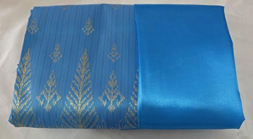 Thai Tradition Blue Thailand Synthetic Silk Fabric for Top Skirt Dress Se305