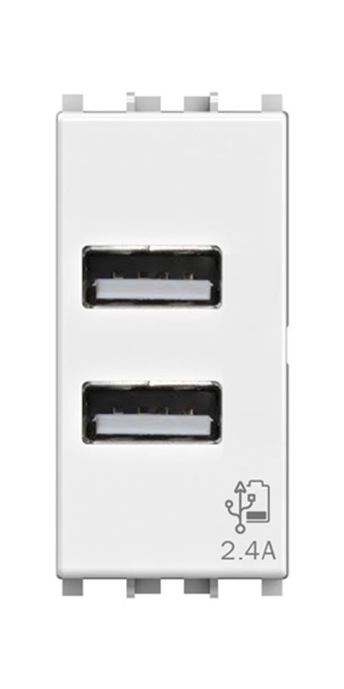 4Box USB 2.4 Ampere Socket, Compatible with Vimar Arkè White