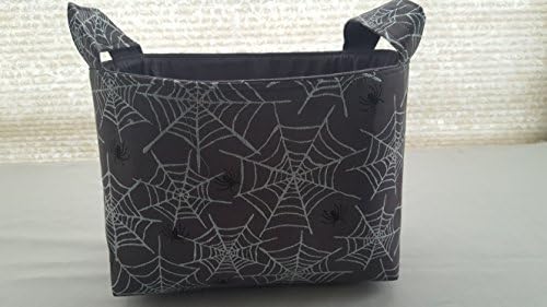 Fabric Organizer Basket Bin Caddy Storage Container - Halloween Glitter Spider Webs
