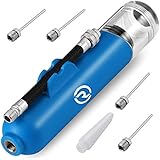 REVIVL Ball Pump with 5 Needles and 1 Nozzle - Air Pump for Inflatables, Basketball, Soccer, Volleyball, Football, Sport Ball - Dual Action for Faster Inflation - Just 6 Inches Small with Hose Holder