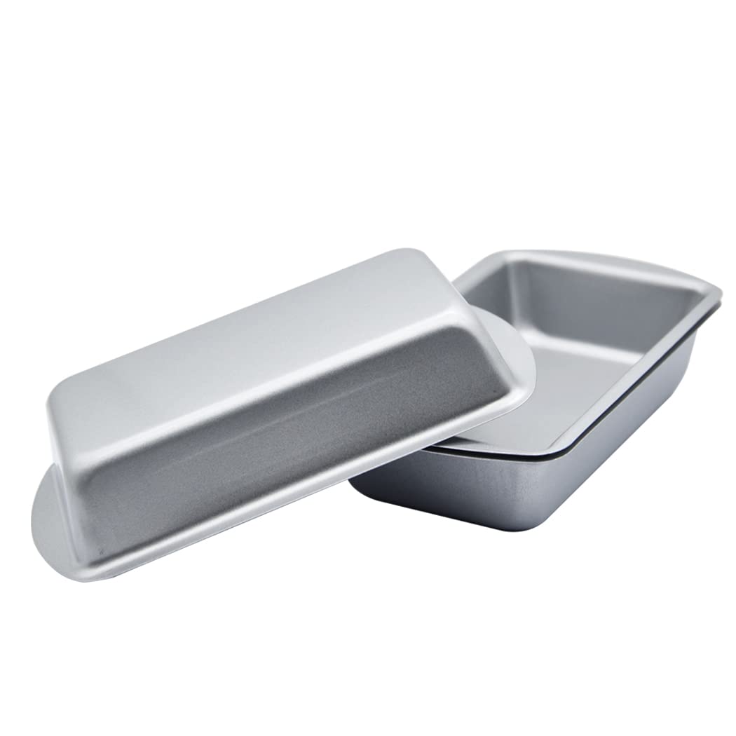 Hoshen 4 Inch Rectangular Nonstick Baking Tin, Bread Mold, Cake Mold, Bread Toast Box, Silver, 3PCS