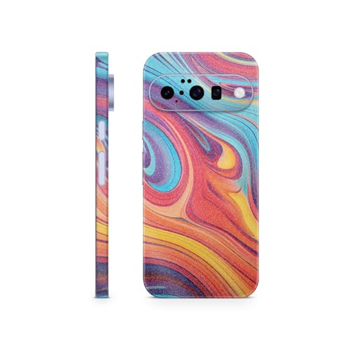 Glossy Glitter Phone Skin Compatible with Google Pixel 10 - Orange Pour - Premi…