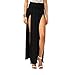MEXI Colorful Popular Trends High Waisted Double Slits Sexy Women Maxi Skirt Black