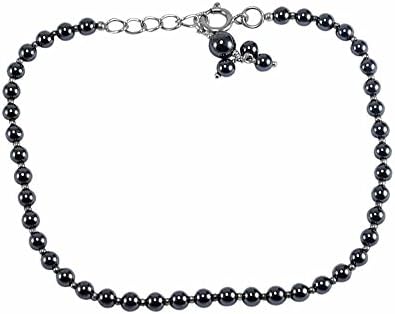 Hematite Gemstone Sterling Silver Anklet PG-40376