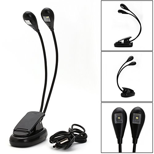 Delight eShop Clip On LED Book Light Arm Reading Laptop Music Stand Tablet PC iPad Travel Lamp