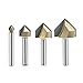 4PCS 90-Degree V Groove Router Bit, Gazeto Titanium Coated Carbide-Tipped 2-Flute CNC Engraving Bit Woodworking Chamfer Bevel Cutter, 1/4-Inch Shank