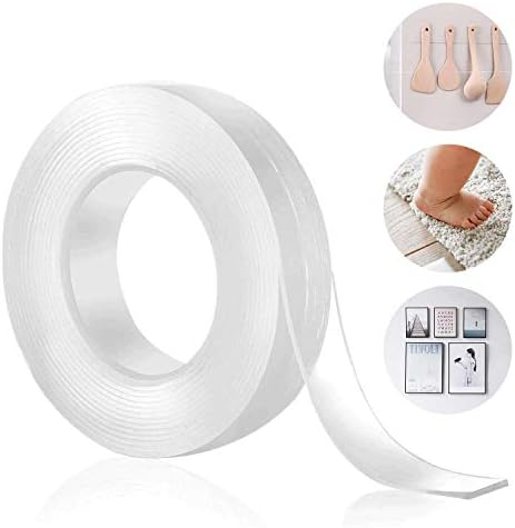 Yeestone Nano Adhesive Tape Transparent Double Sided Gel Tape 3M Movable Washable Reusable Sticky Anti-Slip Fixed Adhesive No-Trace Removable Glue Tape for Paste Photos Posters Key Fix Carpet Mat