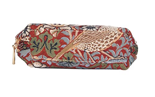 Signare Tapestry Cosmetic Bag/Make-up Bag in William Morris Strawberry Thief Design (Red)