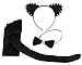 Animal Costume Accessories with Black Cat Ear Headband, Bow Tie, Tail Set, Black
