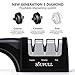 Professional Knife Sharpener- Soufull 3 Stage Diamond Coated Sharpening With Ceramic Rod - Non-slip Base Sharpening Knife Easy To Control -Knife Sharpening ( Black )