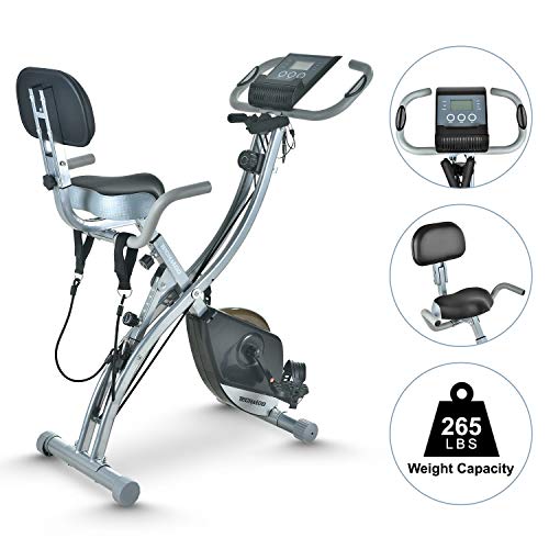 TECHMOO Folding Magnetic Stationary Exercise Bike Upright Recumbent Exercise Bike Folding Fitness Home X Exercise Bike Indoor Cycling Bike Bicycle for Workout Machine Cardio Workout Losing Weight