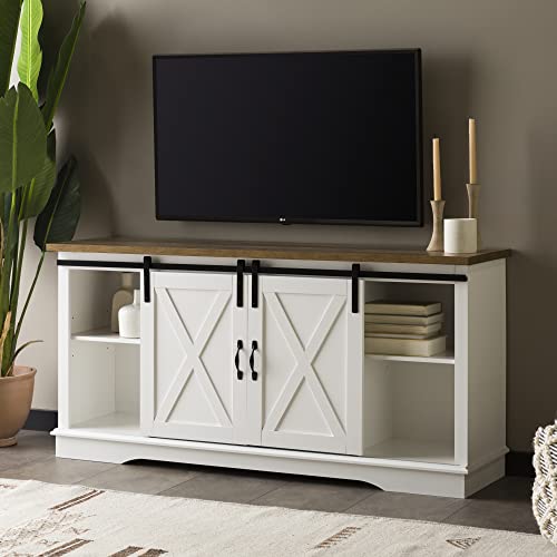 Walker Edison Richmond Modern Farmhouse Sliding Barn Door TV Stand for