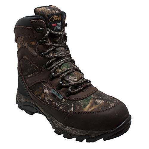 TECS Men's 9" Leather Boots: Waterproof for Hunting, Fishing, Hiking or Outdoors 400g, Camo, 12 M US