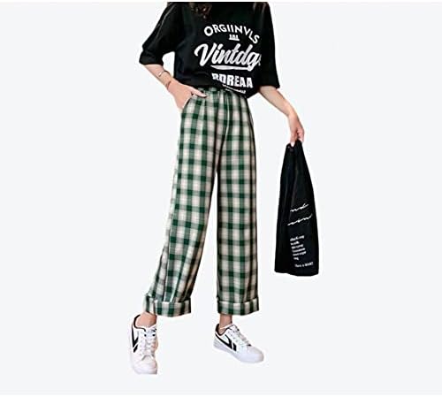Plaid Pants Spring Fashion Wide-Leg Pants Women'S Plaid Print High
