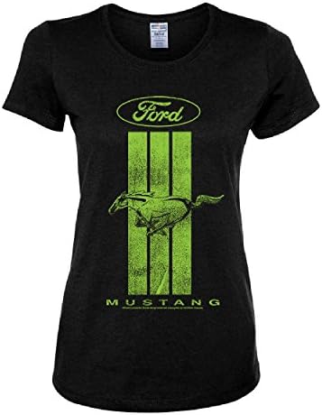 Ford Mustang Green Stripe Women's T-Shirt Classic American Muscle Tee Black XL