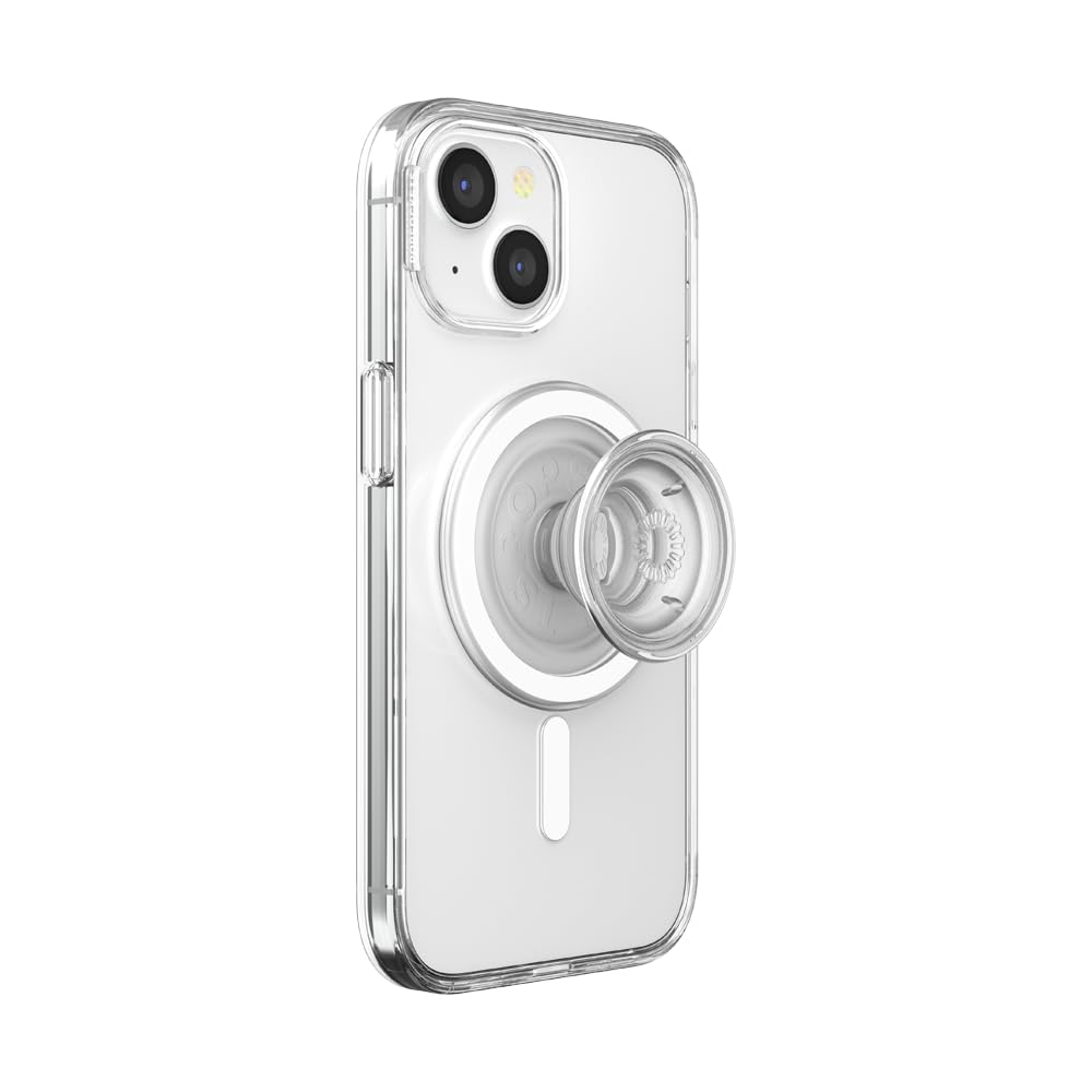 PopSockets iPhone 15 Case with Round Phone Grip Compatible with MagSafe, Phone Case for iPhone 15, Wireless Charging Compatible - Clear Image