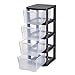 Muscle Rack PDT4 4 Drawer Tower, Black Frame with Clear Drawers