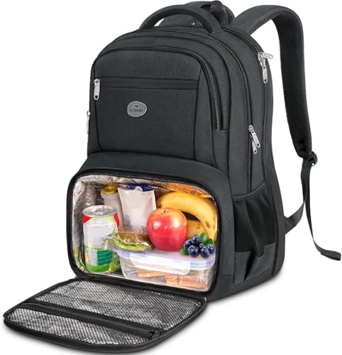 Matein Men's Backpack with Cooling Compartment, Large Laptop Backpack Men 17 Inch | Work Backpack Anti Theft TSA Friendly Laptop Backpack, Waterproof School Backpack for Teenager Work Business, Black