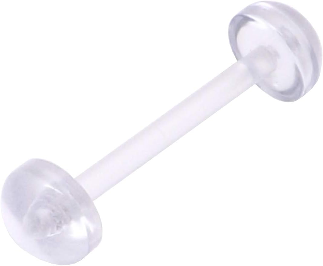 Gemini body jewellery Clear Flexi No Ceum Half Ball Hide Piercing Tongue Bar Retainer 1.6mm(14g) 16mm