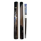 JapanBargain S-3642-J, Japanese Blue Floral Chopsticks in Case