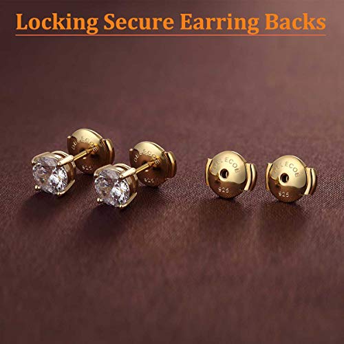 DELECOE 2 Pairs 925 Sterling Silver Locking Earring Backs Replacements