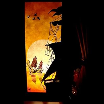 Pakdeevong shop ( Chinese Junk Orange Sun Sea Handmade Asian Oriental Wood Table Paper Gift Bedside Night Light Bulbs Bedroom Accessories Home Decor Living Room Bedside Homemade Art Garden Outdoor Floor Japanese Modern Vintage Christmas Desk Lamp