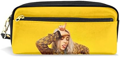 VIXXLH Billie Cool Eilish Boy Girls Portable Pen Box Unisex Student Customized Stationery Box Multifunctional Makeup Cosmetic Bags with Double Zipper