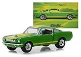 1966 Ford Mustang Shelby GT350 Green with Yellow Stripes BFGoodrich Vintage Ad Cars Hobby Exclusive 1/64 Diecast Model Car by Greenlight 30060