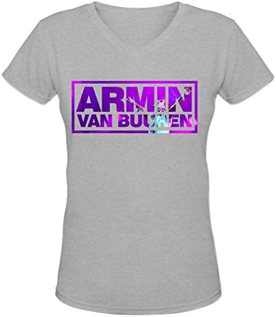 Blackwhitem Women's Armin Van Buuren V-Neck Slim T-Shirt XL Grey