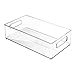mDesign Large Stackable Kitchen Storage Organizer Bin with Pull Front Handle for Refrigerators, Freezers, Cabinets, Pantries - BPA Free, Food Safe - Deep Rectangle Tray Basket, Pack of 6, Clear