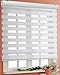 Foiresoft Custom Cut to Size, [Winsharp Basic, White, W 58 x H 64 inch] Zebra Roller Blinds, Dual Layer Shades, Sheer or Privacy Light Control, Day and Night Window Drapes, 20 to 110 inch Wide